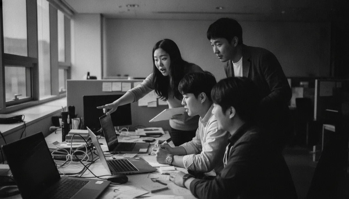 팀이 한 책상에 모여 자동화를 만드는 스프린트